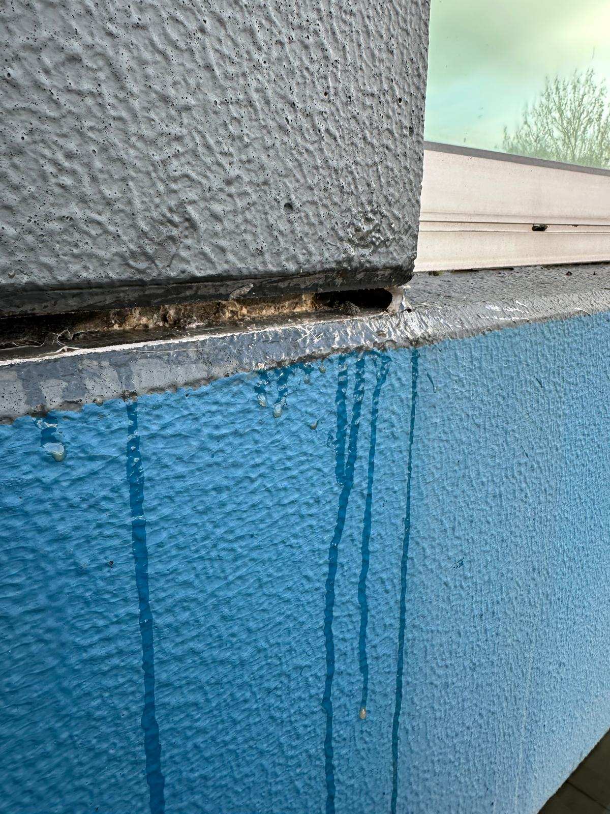 Failed building joint before recaulking Melbourne, sealant pulled away with water ingress