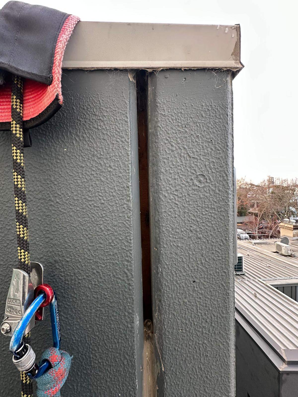 Building joint left uncaulked at height Melbourne, missed due to access difficulty