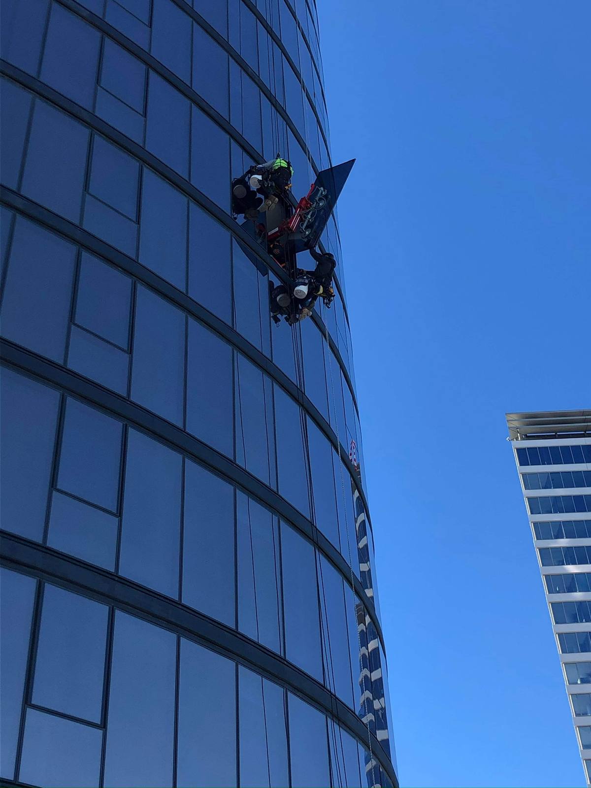 IRATA certified technician on high rise facade Melbourne
